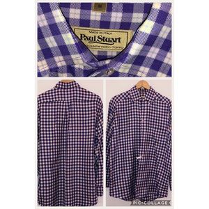 Paul Stuart Purple Plaid Long Sleeve (Medium)